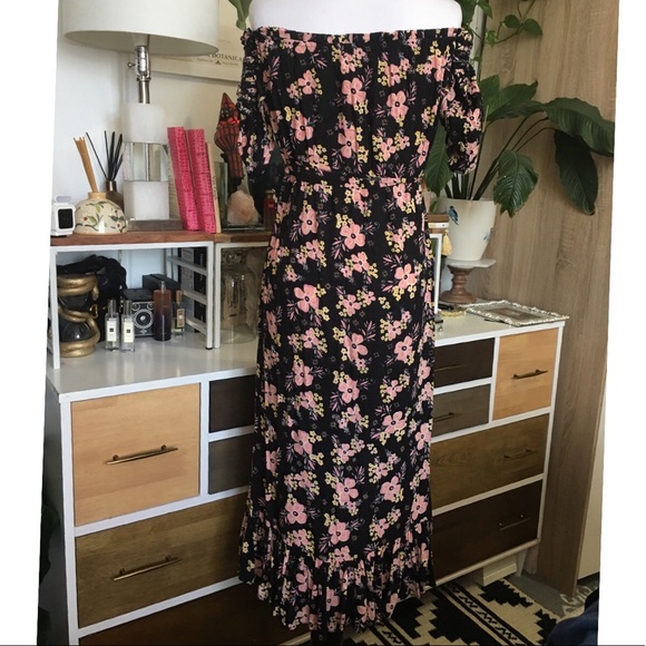 Rahi Cali Malibu Escape High Low Black Floral Dress L - Picture 10 of 14